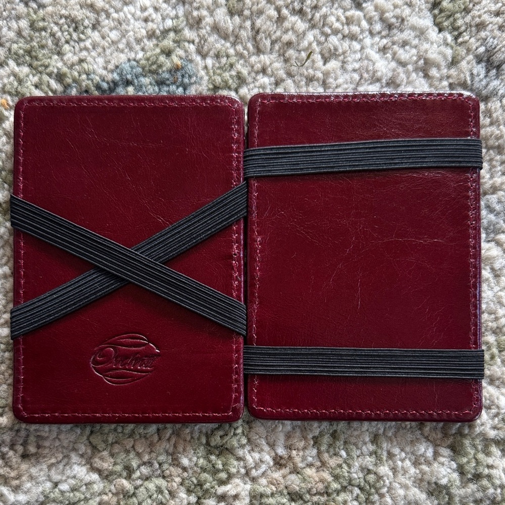 Orchill Esoteric Burgundy Leather Card Wallet with Elastic Bands